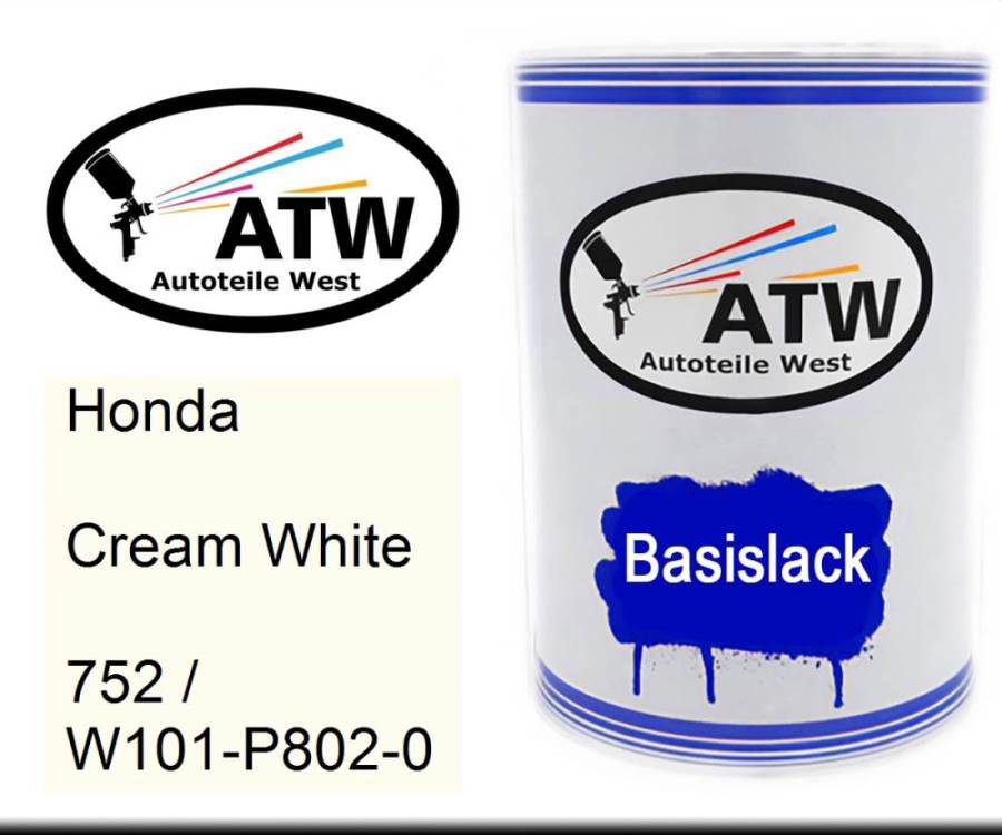 Honda, Cream White, 752 / W101-P802-0: 500ml Lackdose, von ATW Autoteile West.